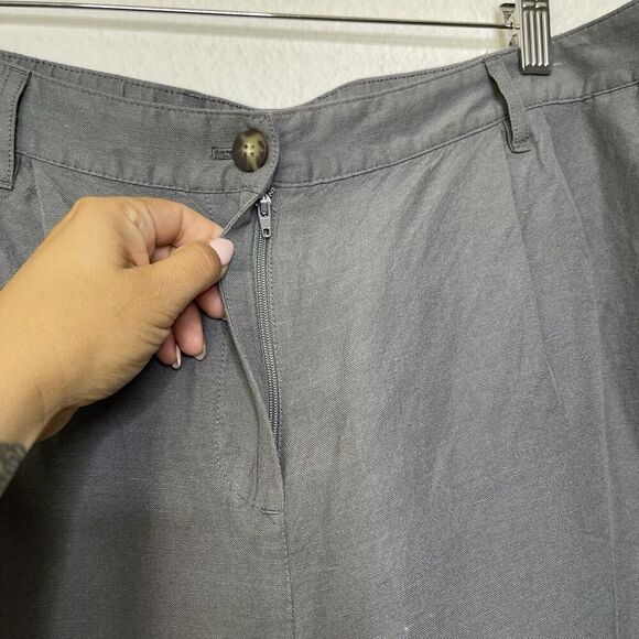 NEW J. Jill Linen Blend Shorts Size 18 Gray Chino Elastic Waist Pockets Casual - Picture 6 of 10